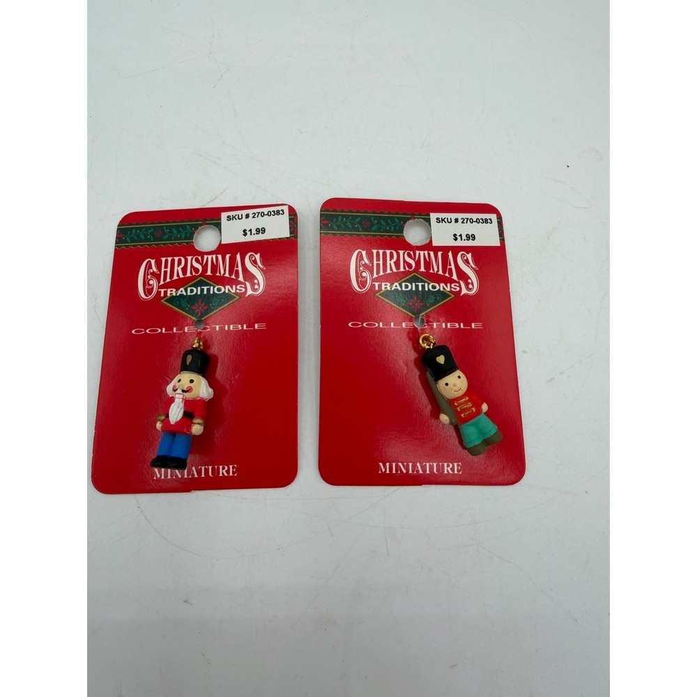 🎄🪵 Christmas Traditions Miniature Ornaments – 2 Nutcrackers – NOS – Tiny Size